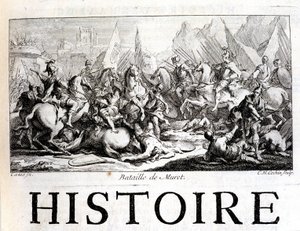 Slaget ved Muret 12. september 1213 - i "" General History of Languedoc" av Joseph Vaissete, Paris av French School