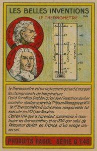 Vakre oppfinnelser kort, termometer av French School