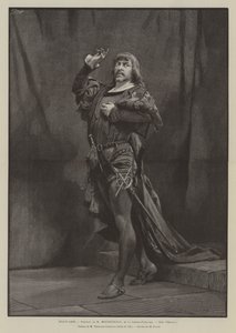 Kunst, portrett av M Mounet-Sully, fra Comédie-Française, Hamlets rolle (gravering) av French School
