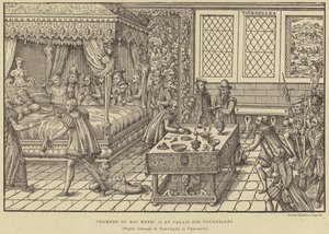 Sengekammer til kong Henry II av Frankrike, Palais des Tournelles, Paris, 1500-tallet av French School