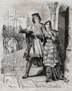 Bertrade av Montfort (1070-1117) Dronning av Frankrike med Filip I, konge av Frankrike - - i "Histoire de France"" av Anquetil. 1800-tallet. av French School