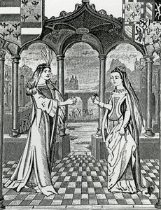 Trolovelse av Maximilian I og Mary, hertuginne av Burgund i 1477, etter et bilde i Chroniques de Flandre av French School
