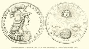 Nasjonalbiblioteket, Medal of Louis XIV, i sølv og bronse (gravering) av French School