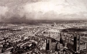 Birds Eye View av London, ca. 1840-55 av French School