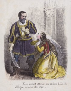 Blått skjegg (farget gravering) av French School