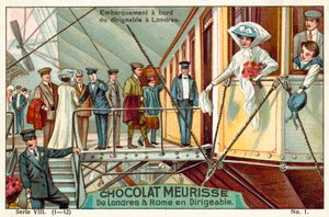 Gå ombord på luftskipet i London (chromolitho) av French School