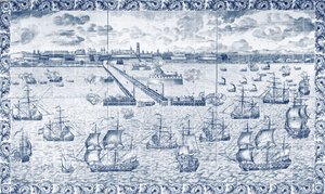 Bombardement av Dunkirk 11. august 1695 (keramikk) av French School