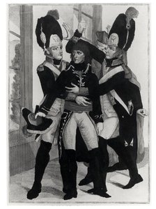 Bonaparte (1769-1821) Beskyttet av to grenaderer under sesjonen i St.Cloud, 19 brumaire an 8 (10. november 1799), ca. 1800 av French School