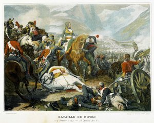 Bonaparte (i midten), etter hans seier over østerrikerne i slaget ved Rivoli (Italia) 14. januar av French School