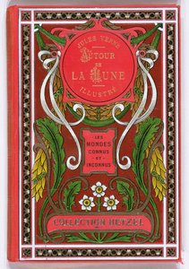 Bokomslag av Around the Moon av Jules Verne (1828-1905), utgaver Hetzel, slutten av 1800-tallet av French School