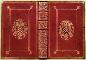 Bokomslag til Annals of Tacitus med våpenskjoldet til Armand-Jean du Plessis, kardinal Richelieu (1585-1642) (rødt lær og gull) av French School
