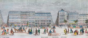 Boulevard Montmartre på sørsiden og boulevard des Italians på sørsiden - Rue Vivienne - Maison Frascati - Rue Richelieu - Cafe Cardinal - Gravering i "Tableau-de-Paris" av Edmond Texier 1852 av French School