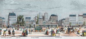 Boulevard du Temple cote sud - Rue Charlot - Cafe Turk - Passage Vendome - Rue du Temple - Engraving in “Tableau-de-Paris” by Edmond Texier 1852 av French School