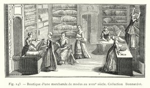Butikk til en motehandler på 1700-tallet, Bonnardot Collection (gravering) av French School