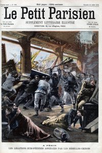 Boxer Rebel Europeiske legasjoner i Peking blir angrepet av opprørerne - i "Le petit Parisien" av French School
