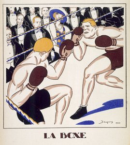Boksing, fra #39;Monsieur#39; 1920 (sjablongtrykk) av French School