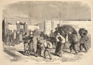 Innføring av grønnsaker fra forstedene, illustrasjon fra Cassells historie om krigen mellom Frankrike og Tyskland, 1870-1871 av French School