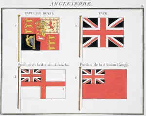 British Maritime Flags, fra en fransk bok med flagg, ca. 1819 av French School