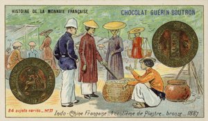 Bronse 1 centime tallerkener, indokina fransk av French School