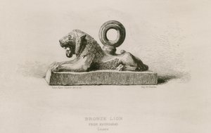 Bronseløve, fra Khorsabad, Louvre (gravering) av French School