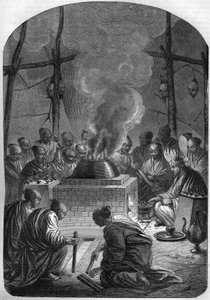 Buddhism: Incineration of a Tibetan lama (high priest) in the Kalmouk people, Russia av French School