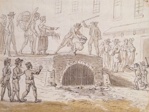 Byste av Marat kastet i en kloakk, 5. februar 1795 (akvarell på papir) av French School