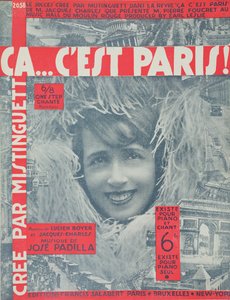 Ca...Cest Paris, cover av Score of Song av Mistinguett, utgitt av Editions Salabert i Paris, 1926 av French School