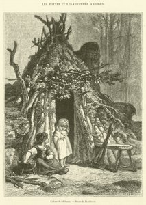 Tømmerhoggerhytte (gravering) av French School