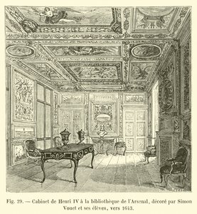 Kabinett til Henri IV i Arsenal-biblioteket, dekorert av Simon Vouet og hans elever, ca. 1643 av French School