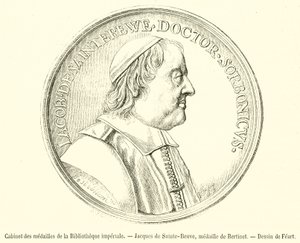 Skap med medaljer fra Imperial Library, Jacques de Sainte-Beuve, medalje av Bertinet (gravering) av French School