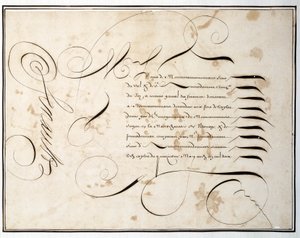 Calligraphy: Manuscript chart of financial round around the second half of the 17th century by Louis Senault av French School