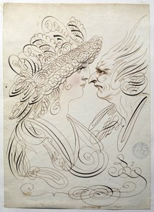 Kalligrafi: Profilportretter rundt 1780 av Bernard de Paris. av French School