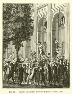 Camille Desmoulins ved Palais-Royal, 17. juli 1789 av French School