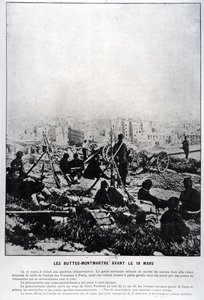 Kanoner på Buttes-Montmartre på kvelden 18. mars 1871 (bw-bilde) av French School