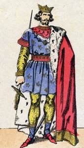 Capetian-dynastiet: Portrett av Ludvig VIII kalt Løven (1187-1226), kongen av frankerne fra 1223 til 1226. Epinalbilde fra slutten av 1800-tallet. Privat samling. av French School