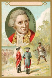 Kaptein James Cook, engelsk oppdagelsesreisende (chromolitho) av French School
