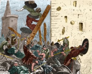 Fange av Carcassonne under korstoget mot Albigeers i august 1209. Gravering i "" Histoire De France En Cent-malerier av Paul Lehugeur "" 1891 av French School