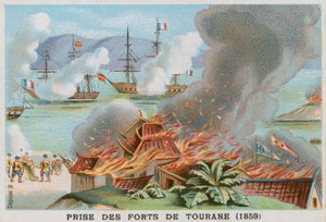 Fangst av fortene i Tourane, 1859 av French School