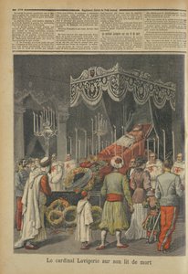 Kardinal Lavigerie (1825-92) på sitt dødsleie, fra Le Petit Journal, 17. desember 1892 av French School
