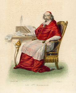 Kardinal Mazarin (farget gravering) av French School