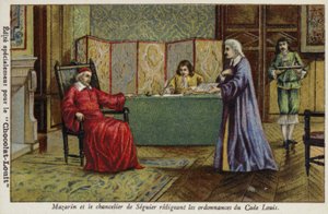 Kardinal Mazarin og kansler Seguier utarbeider ordinansene til Code Louis av French School
