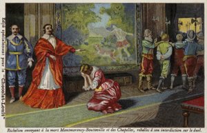Kardinal Richelieu sendte Francois de Montmorency-Bouteville og Comte de Chapelles for å bli henrettet for å ha trosset forbudet mot duellering, 1627 av French School