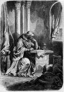 Kardinalelsker av pave Jeanne (pave fra 855 til 858). Gravering i "Historien om pave-konger-dronninger-og-keisere gjennom århundrene"" av Maurice Lachatre av French School