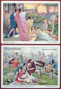 Kort for barn som reklamerer for Cacao van Houten, tidlig på 1900-tallet av French School
