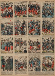 Karriere til den franske generalen Charles-Denis Bourbaki (farget gravering) av French School