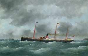 Lastedampskip som fører flagget til Le Havre Peninsular Company