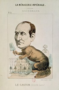 Karikatur av baron Georges Eugene Haussmann (1809-91) som en bever, fra 