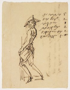 Caricature of a Young Soldier, 1809 (penn og brunt blekk på papir) av French School