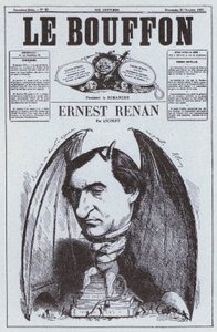 Karikatur av den franske filosofen Ernest Renan (litho) av French School