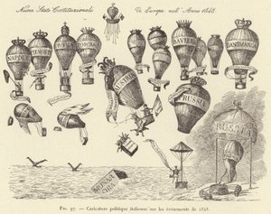 Italiensk politisk tegneserie om hendelsene i 1848 (gravering) av French School